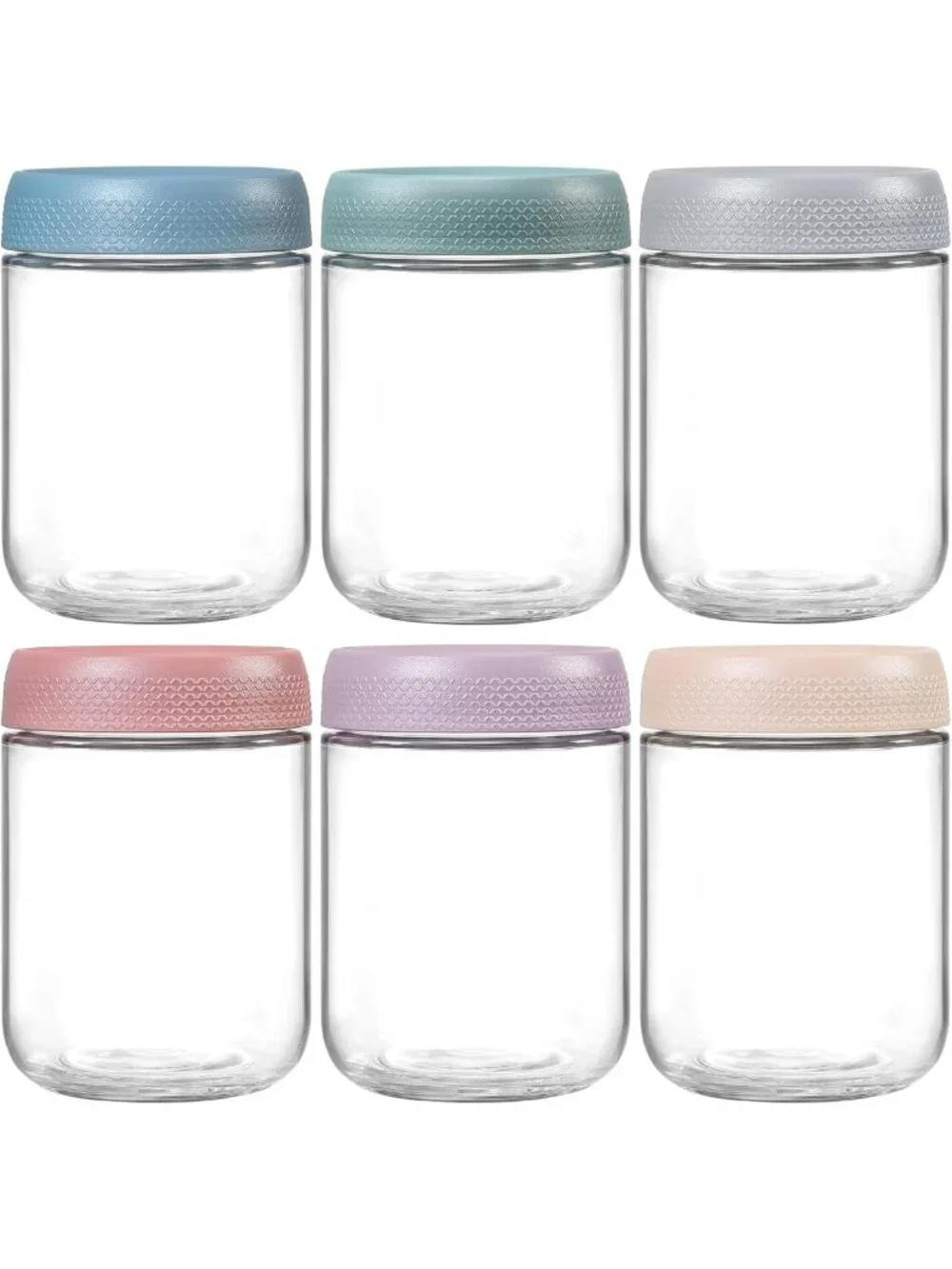 6-Pack 16oz Glass Overnight Oats Containers with Airtight Lids & Wide Mouth Jars